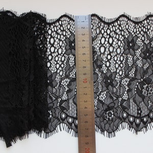 Tela de encaje, Tela de encaje negro, cinta fina y elegante borde de encaje bohemio, hermoso borde fino, Ancho 16 cm