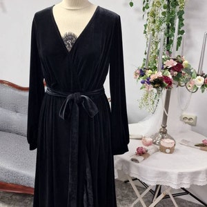 Women's black midi Velvet dress | Long sleeve | Perfect for Holiday Parties, Winter Weddings & Special Occasions