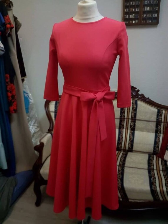 coral midi dress for wedding