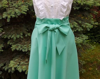 Women Skirt. Summer-mint Skirt, midi Skirt, with belt, Office Skirt, Elegant Skirt, Evening Skirt, 65 (25"29)cm length,