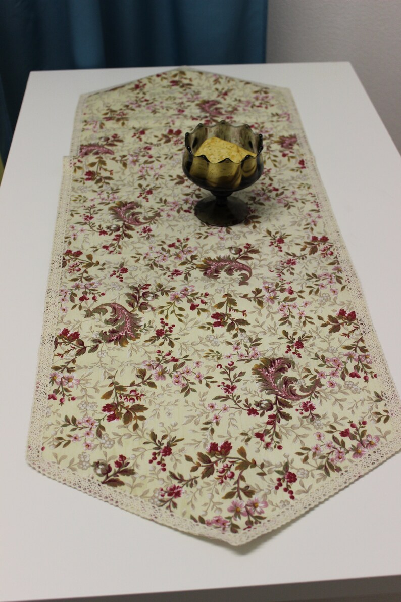burlap table runner Kitchen Table Runner Neutral Table Decor table cloth Flower printTable Runner Kitchen Table