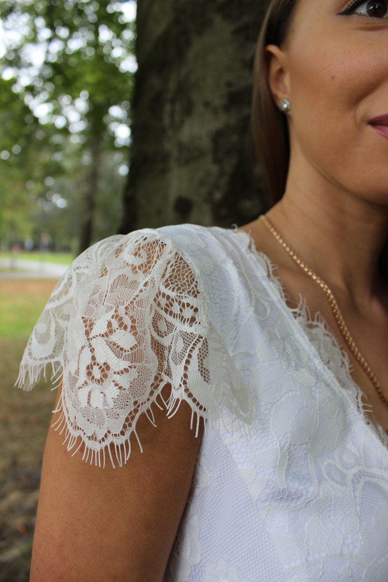 Lace Cocktail Shirtdress in White main image 1