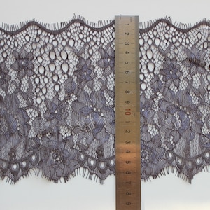 tela de encaje, cinta, cenefa hermosa bohemia gris, cenefa de encaje bohemio elegante y fino, regalo, Ancho 16 cm, tela de cenefa, encaje de tul,