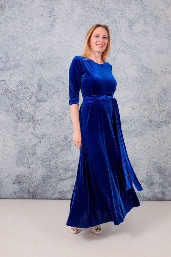 what is blue cheese dressing Vintage Plus Size Velvet Maxi Dress main image 1