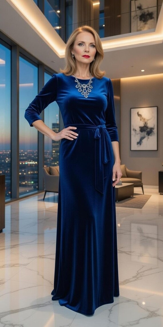 midi evening dresses for weddings Plus Size Velvet Long Sleeve Evening Dress– Hello Curve