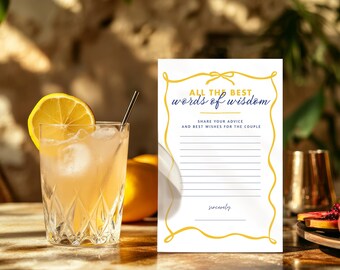 Italian Theme Bridal Shower Advice Card (PDF Download)