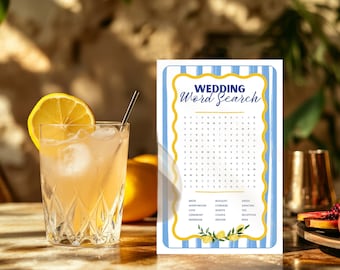 Italian Lemon Bridal Shower Game, Printable Word Search, PDF Download