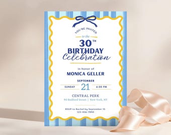 Italian Summer Birthday Invitation: Coastal Lemon Theme (Canva Download 5x7" A7 Envelopes)