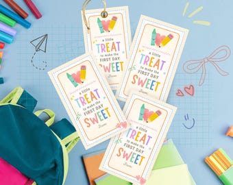 Printable Back to School Gift Tag, 1st Day Sweet Treat Tag, Back to School Notes, Welcome Back to School Sticker, PDF Download