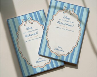 Blue Stripe Bridesmaid Proposal Card: 5x7 Invitation (Digital Download)