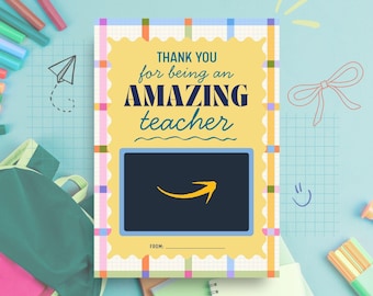 Teacher Appreciation Gift Card Holder, Thank You Card, Educator Gift, Printable Digital Download