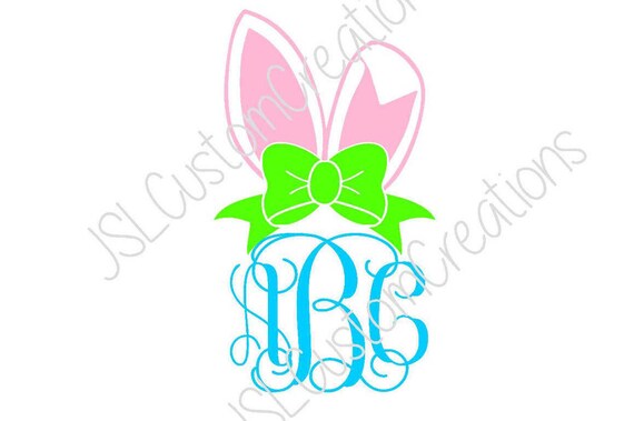 Items similar to Bunny Ears Monogram Frame, Easter, Spring ...
