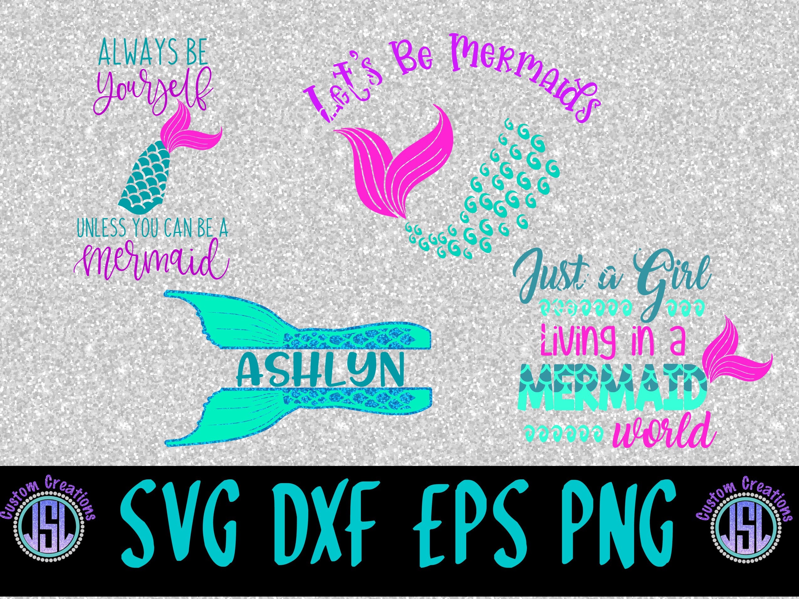 Download Mermaid Bundle Set SVG DXF EPS png Cut files for Cricut | Etsy