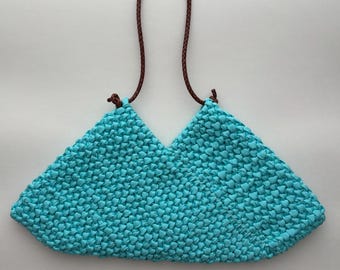 Turquoise Twill Tape Handbag