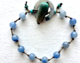 Blue Aventurine Beaded Toggle Bracelet