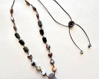 Grey Chalcedony Pendant Necklace
