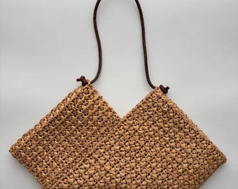 Golden Yellow Raffia Handbag