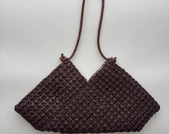 Chocolate Brown Raffia Handbag