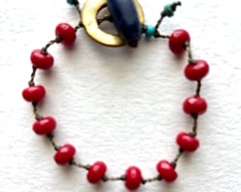Red Beaded Toggle Bracelet