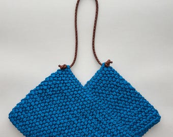 Peacock Blue Twill Tape Handbag