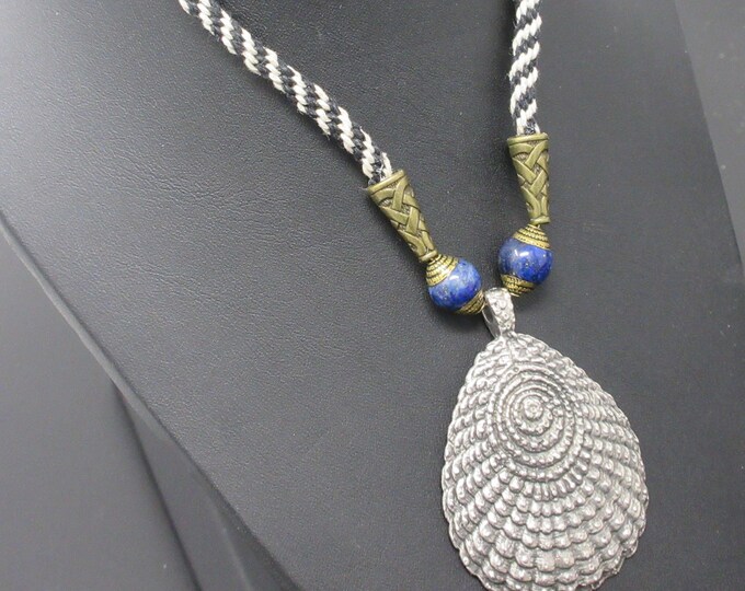Hand Weaved Cord Necklace with silver pendant