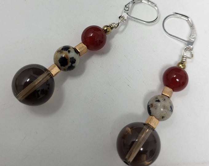 Carnelian and Quartz Earrings