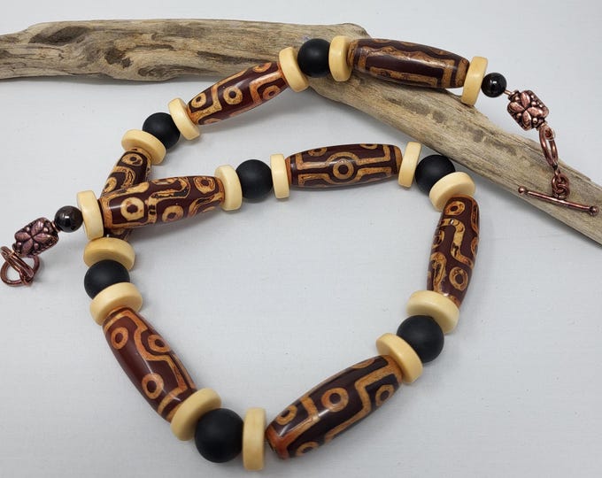 Single Strand Tibetan  Beads Necklace
