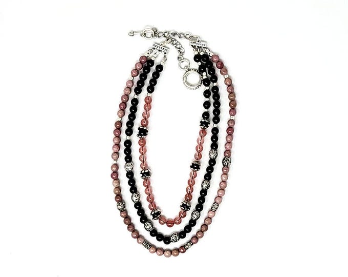 Multi-strand hand beaded  necklace