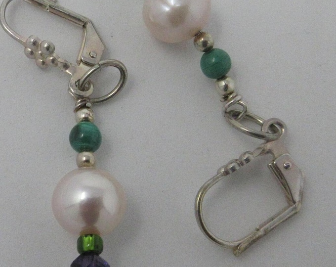 Freshwater Pearls, Amethyst and Turquoise Beads Earrings