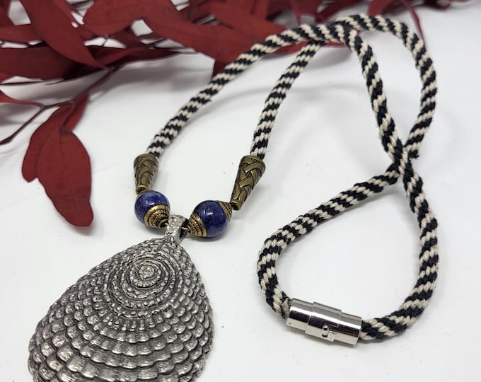 Hand Weaved Cord Necklace with silver pendant