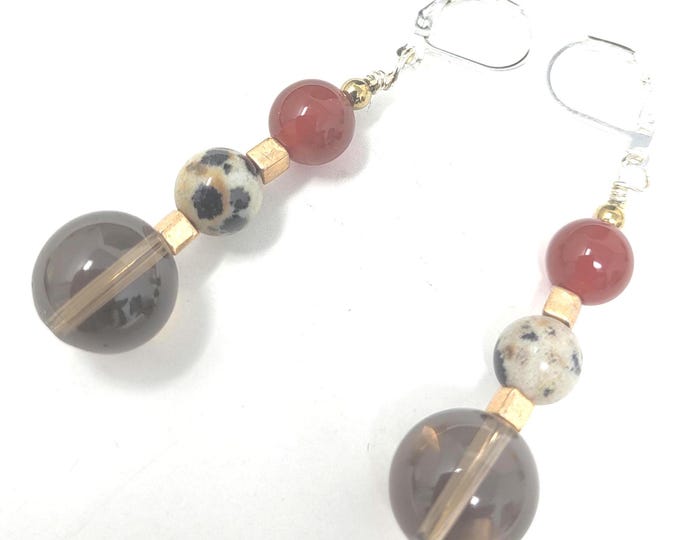 Carnelian and Quartz Earrings