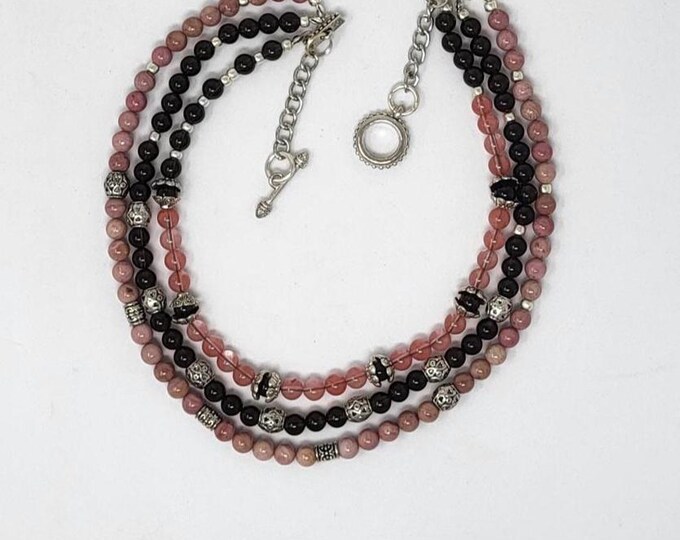 Multi-strand hand beaded  necklace