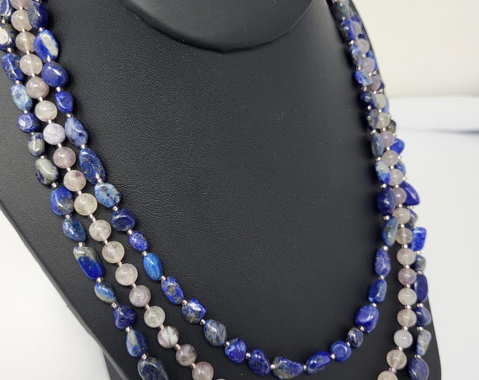 Three Strand Beaded Natural Stones Necklace