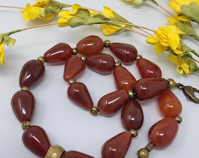 Single strand Teardrop Carnelian Necklace