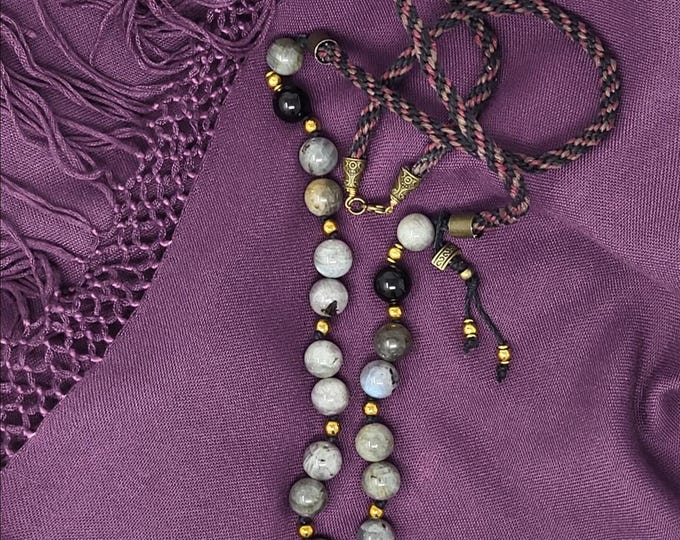 Single Strand Necklace Hand weaved cord and Agate