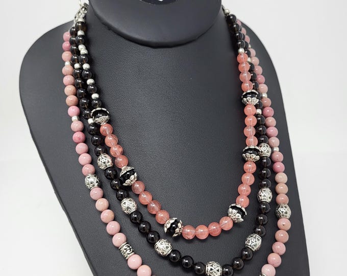 Multi-strand hand beaded  necklace