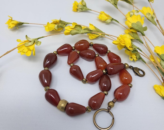Single strand Teardrop Carnelian Necklace