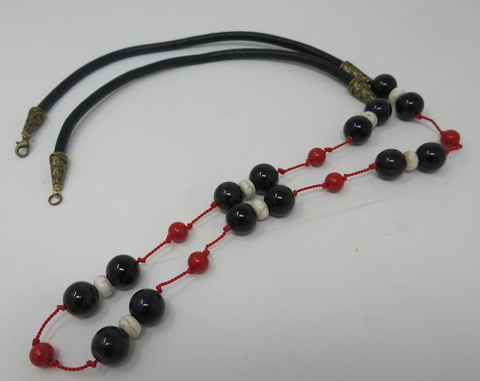 Red, White and Blue Beads Necklace