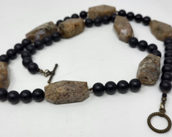 Natural Ocean Jasper Stone Necklace and Onyx  Necklace - CLEARANCE!