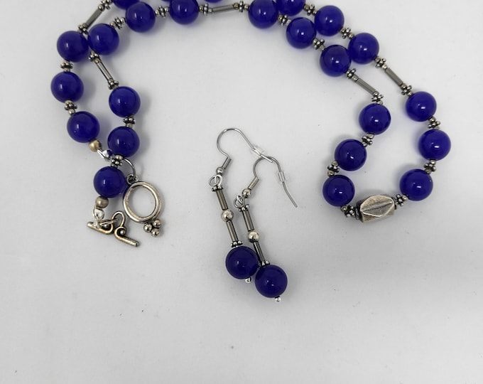 Royal Blue Hand Strung Necklace Set
