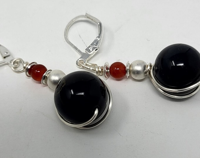 Blue Midnight Tiger's Eye and Carnelian Earrings
