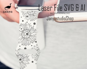 Apple Watch Band svg, Apple Watch Band svg Datei für smarte Uhrenarmbänder, Apple Watch Band svg datei, Sonnenblume svg