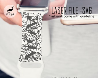 Mama Rose Apfel Uhrenarmband Laser geschnitten, Laser-Gravur-Dateien, Mama svg gravierte Apfel-Band-Dateien, Smart-Uhrenarmbänder Muttertagsgeschenk 38 42 mm