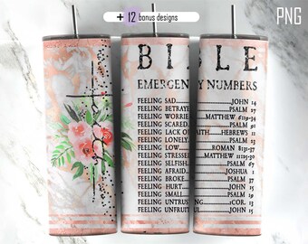 Bibel Notrufzahlen Becher Design: Floral Glaube 20 Unzen Skinny Wrap (Digitaler Download)