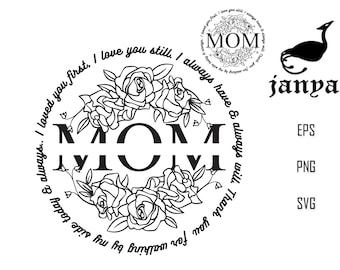 Floral Mom Split Monogram SVG: Mother's Day, Grandma, Mommy (PNG, EPS)