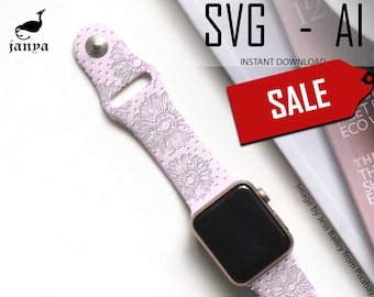 Sunflower Apple Watch Band SVG: Glowforge Laser Cut File (Digital Download)