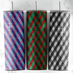 Check Pattern SS20 Rhinestone Design for 20 oz Straight Skinny tumbler design, Gingham small honeycomb pattern, easy to recolor seamless