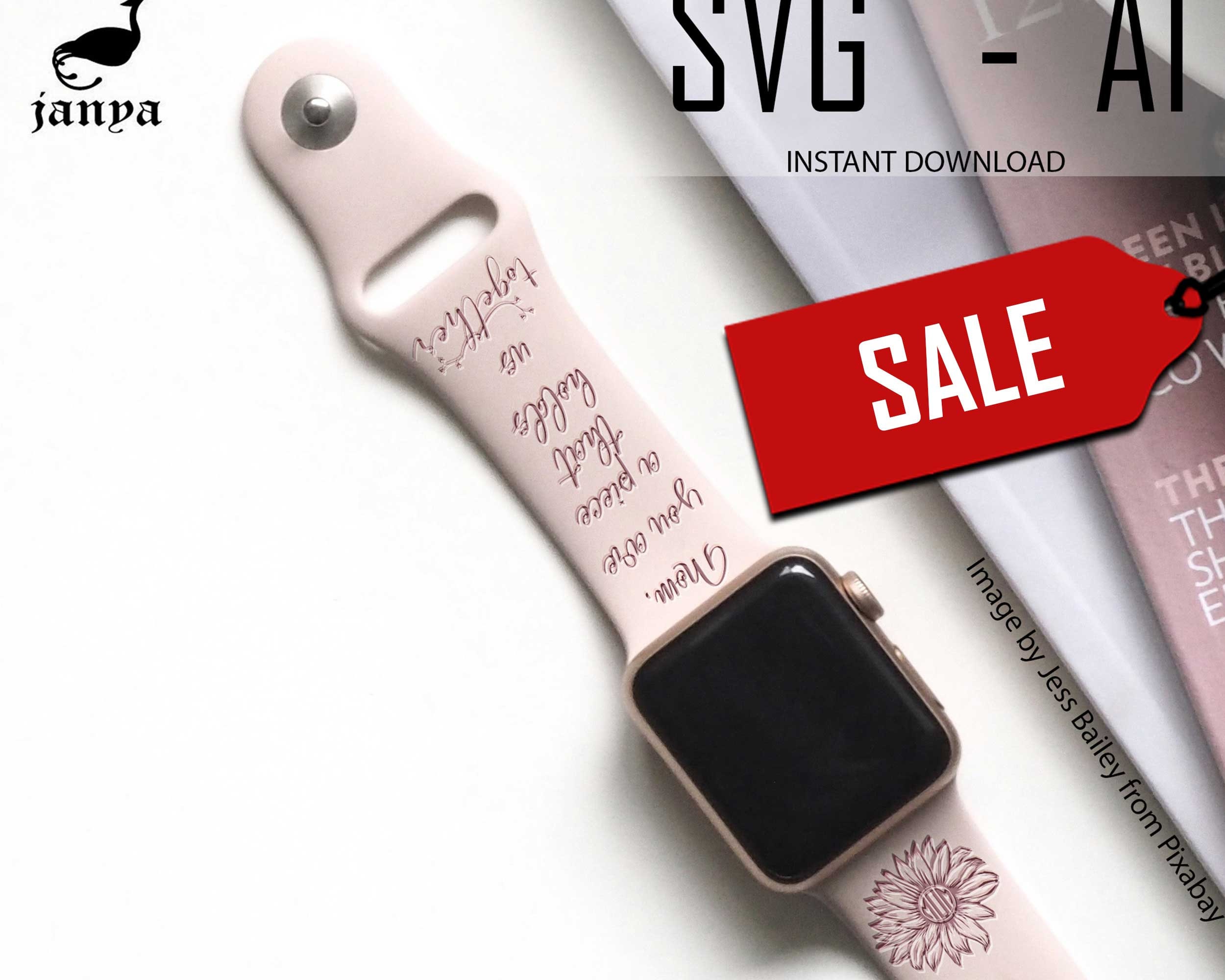 Muttertags-Svg für Apple-Uhrenarmband, personalisierte SVG-Datei, Glowforge Digital, Sonnenblumenmonogramm, Mädchen-Mama-Apfeluhr-Schnittdatei