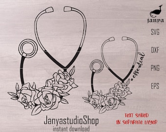 Floral Stethoscope SVG, Nurse Doctor Cut File (Digital Download)
