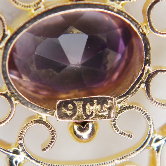9ct Victorian Amethyst Pendant Necklace; Brooch C… - image 6